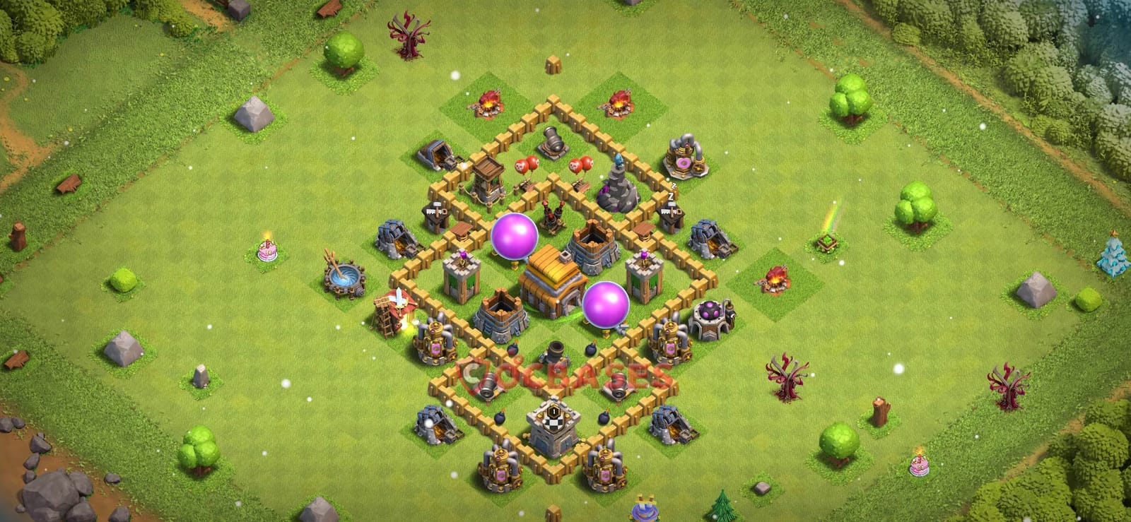 TH5 Anti air Layout 1 - anti balloon, anti air base layout with copy link for Clash of Clans 2026