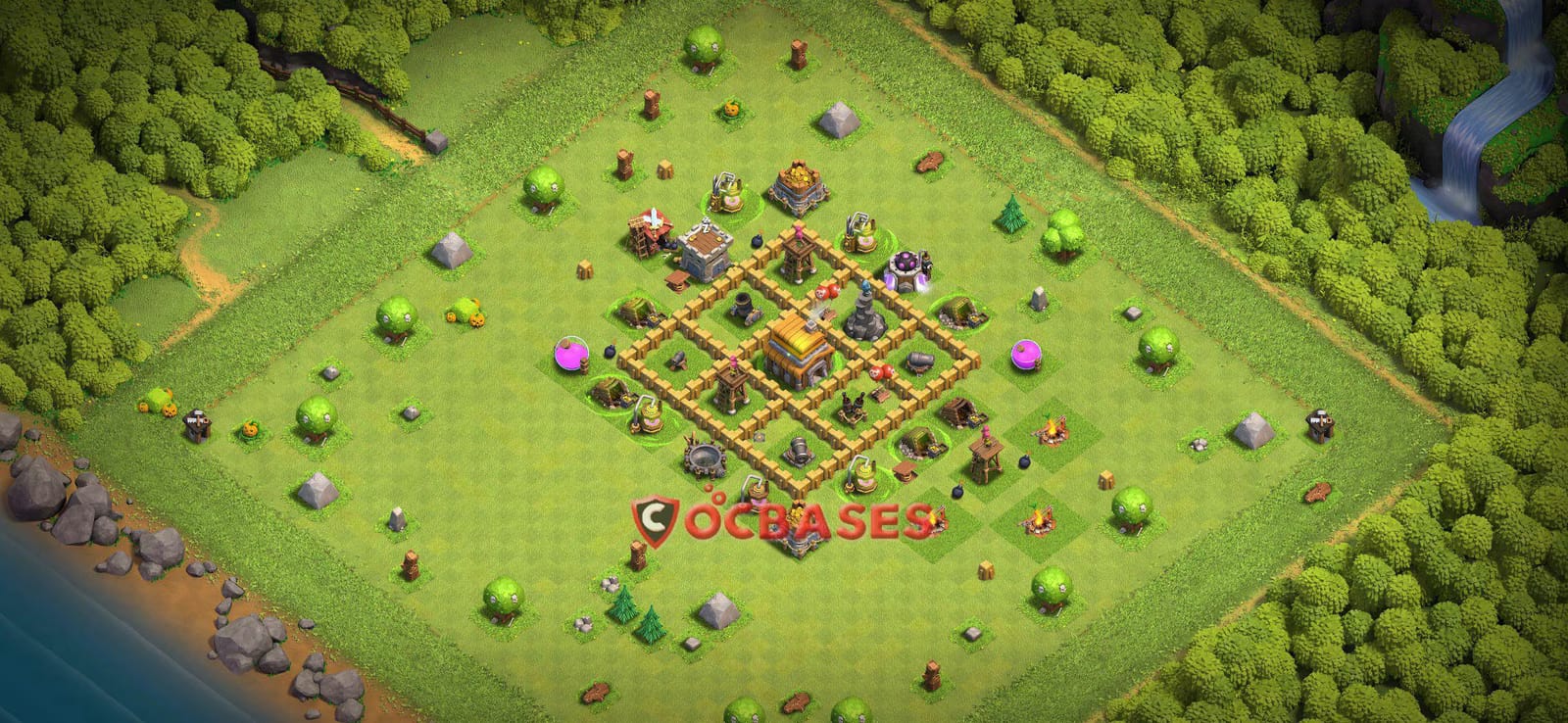 TH5 Anti air Layout 31 - #anti air, #anti balloon base layout with copy link for Clash of Clans 2026