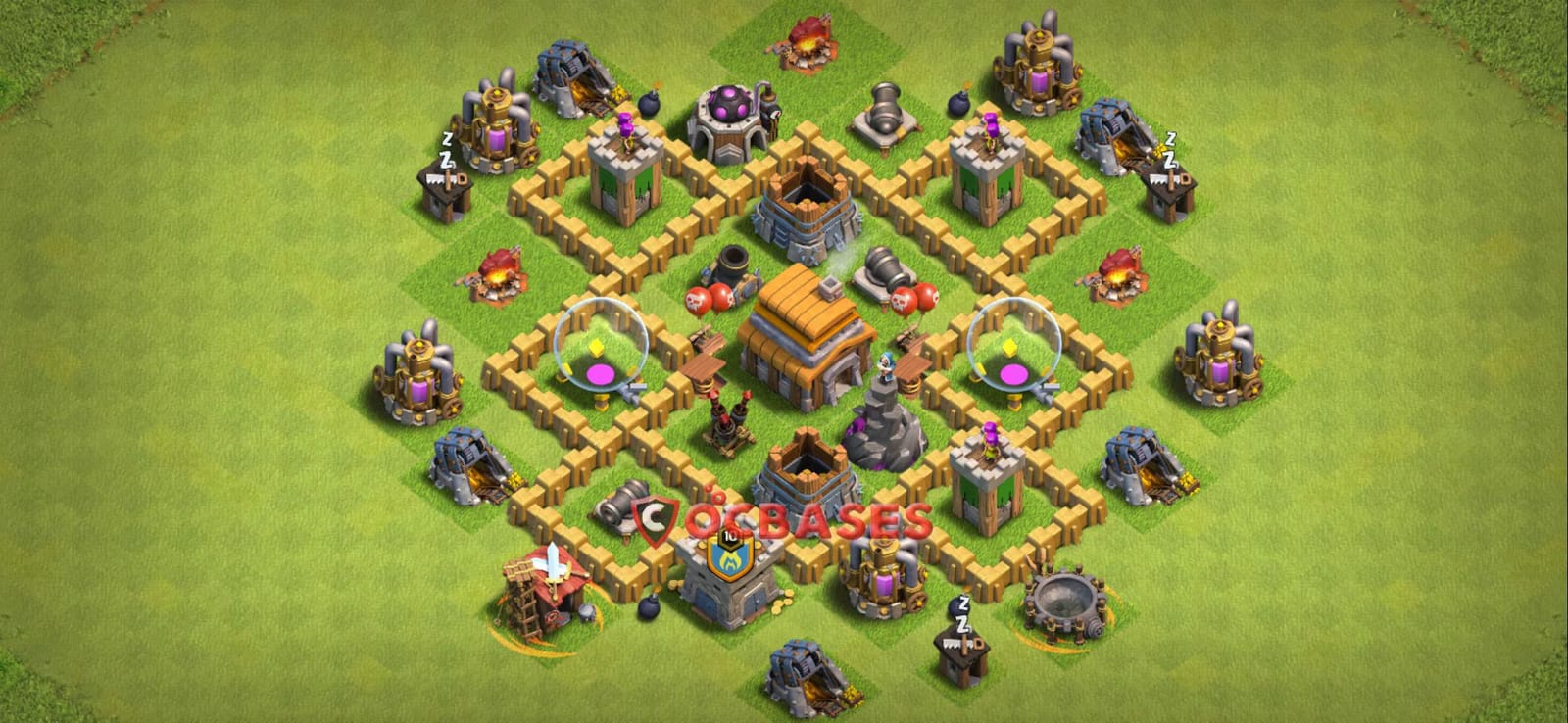 TH5 Farming Layout 34 - hybrid, #compact base layout with copy link for Clash of Clans 2026