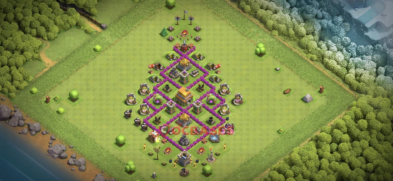TH6 Anti 2 star Layout 6 - #anti 2 stars, #anti balloon base layout with copy link for Clash of Clans 2026