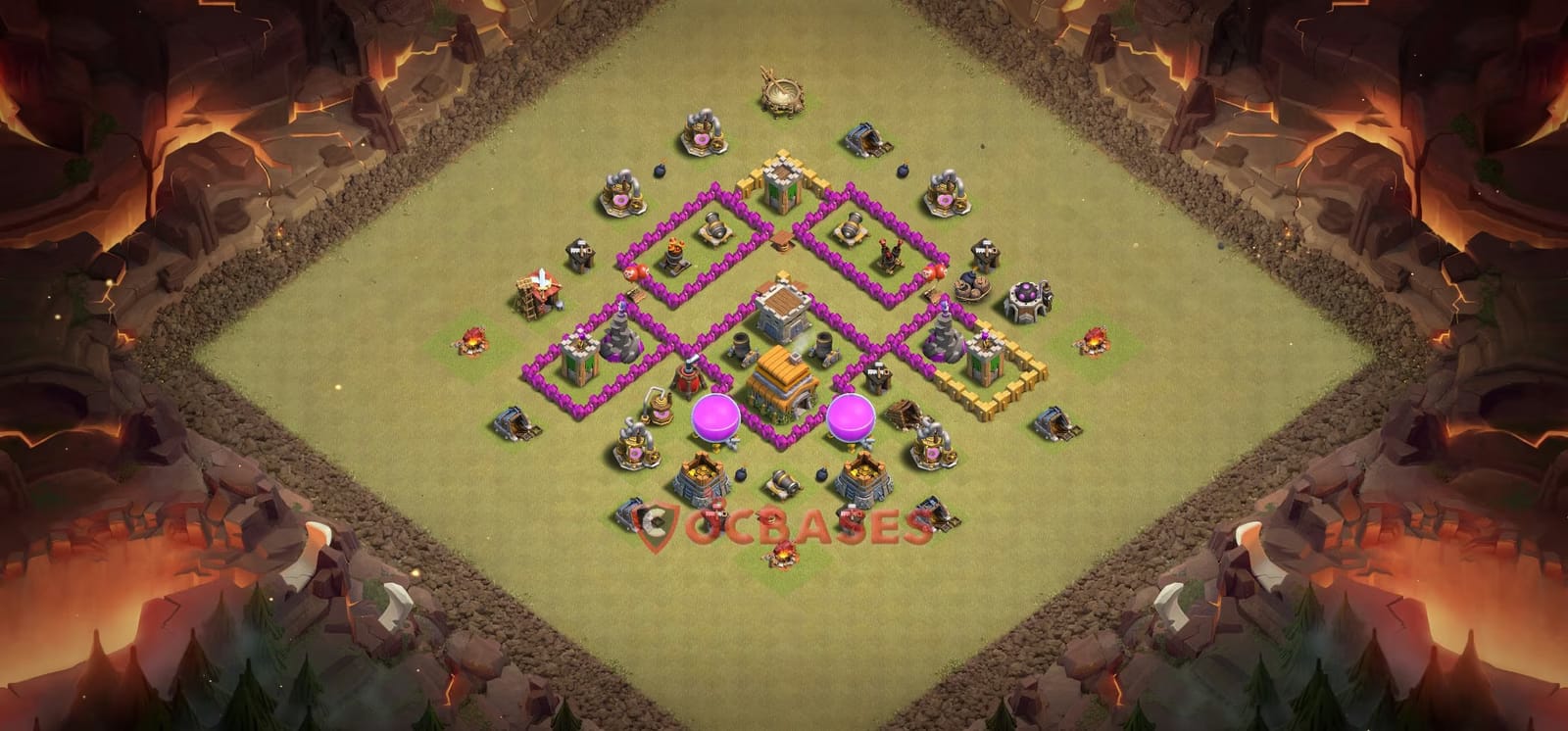 TH6 Anti 3 star Layout 21 - #symmetric, #anti 3 stars base layout with copy link for Clash of Clans 2026