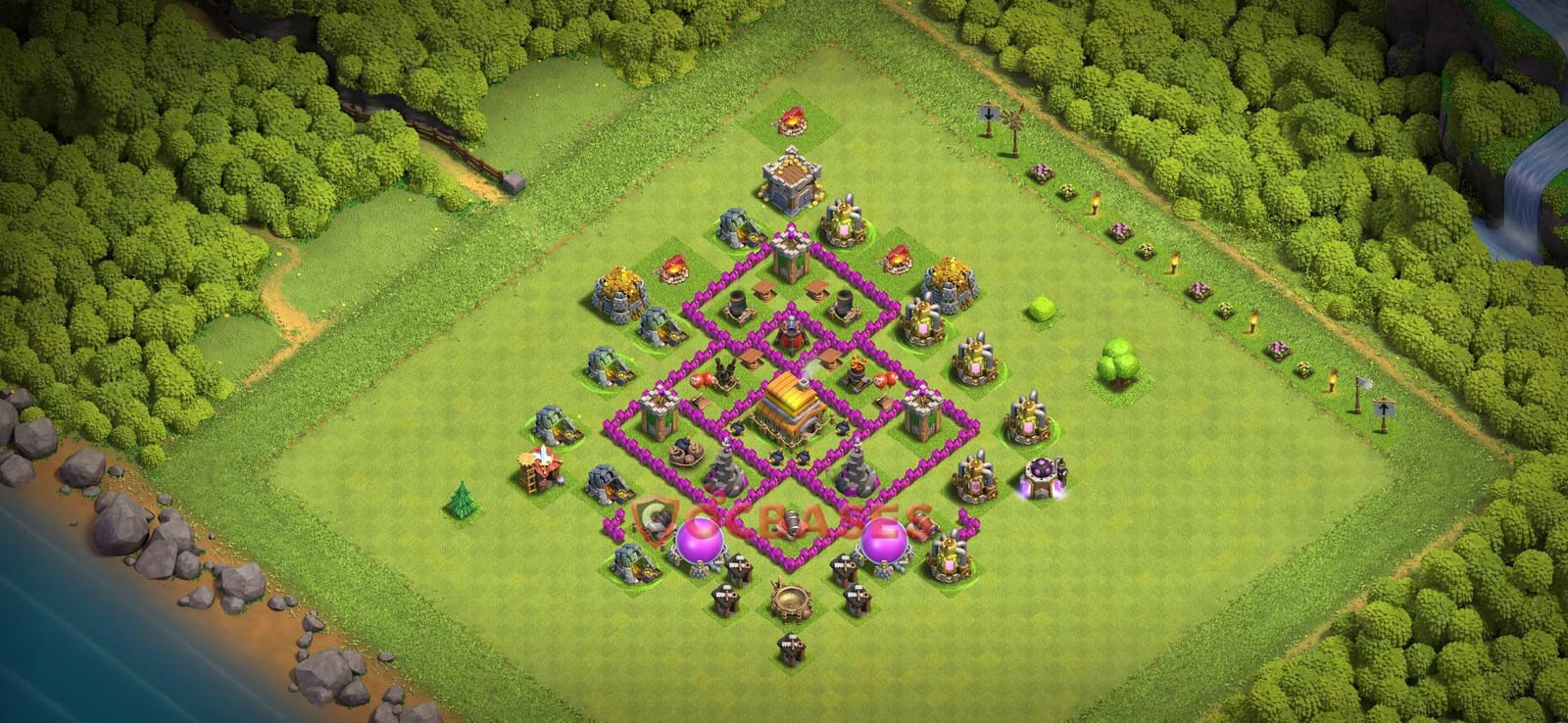 TH6 Anti air Layout 12 - #symmetric, #anti air base layout with copy link for Clash of Clans 2026