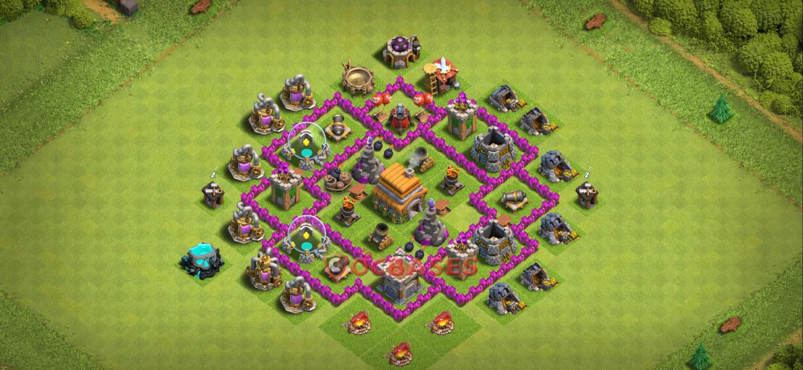 TH6 Farming Layout 23 - hybrid, #compact base layout with copy link for Clash of Clans 2026