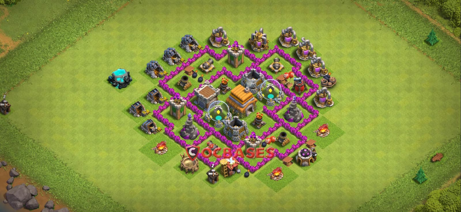 TH6 Farming Layout 24 - hybrid, #compact base layout with copy link for Clash of Clans 2026