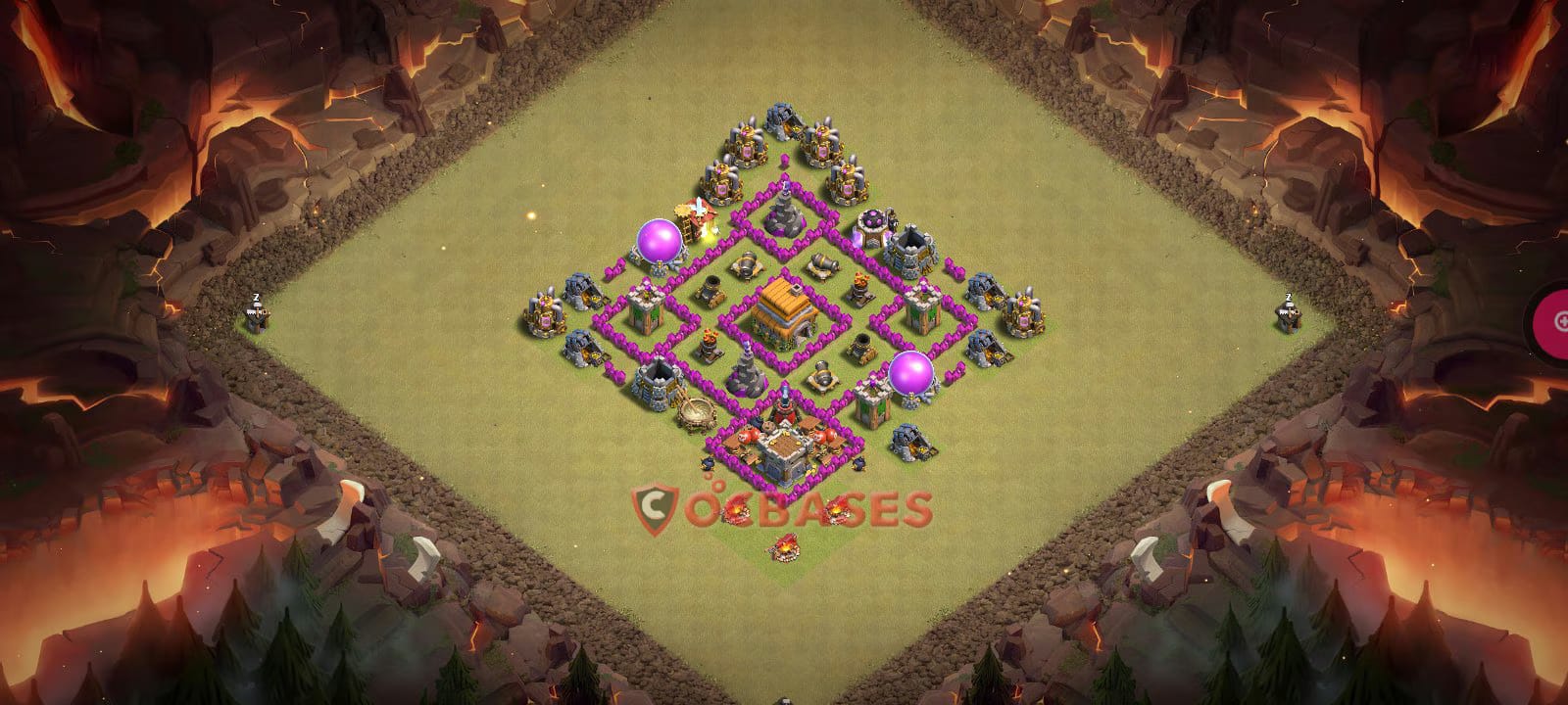 TH6 War Layout 2 -  base layout with copy link for Clash of Clans 2026