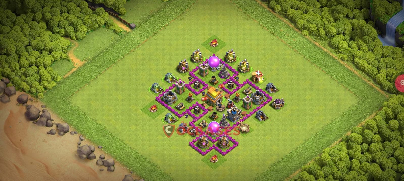 TH6 War Layout 4 -  base layout with copy link for Clash of Clans 2026
