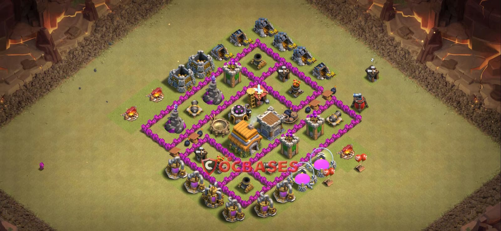 TH6 War Layout 27 - war base layout with copy link for Clash of Clans 2026