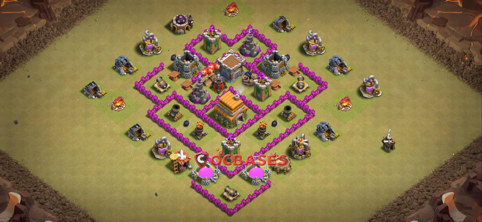 TH6 War Layout 28 - war, #anti 2 stars base layout with copy link