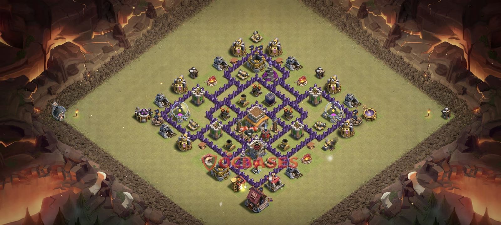 TH7 Anti 3 star Layout 4 - compact, anti 3 stars base layout with copy link for Clash of Clans 2026