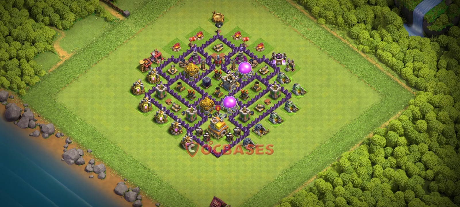 TH7 Anti 3 star Layout 13 - #symmetric, #anti 3 stars base layout with copy link for Clash of Clans 2026
