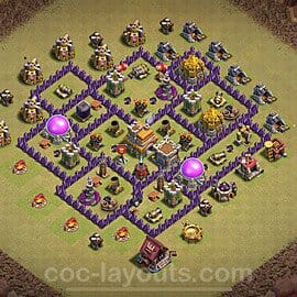 TH7 Trophy Layout 6 -  base layout with copy link for Clash of Clans 2026