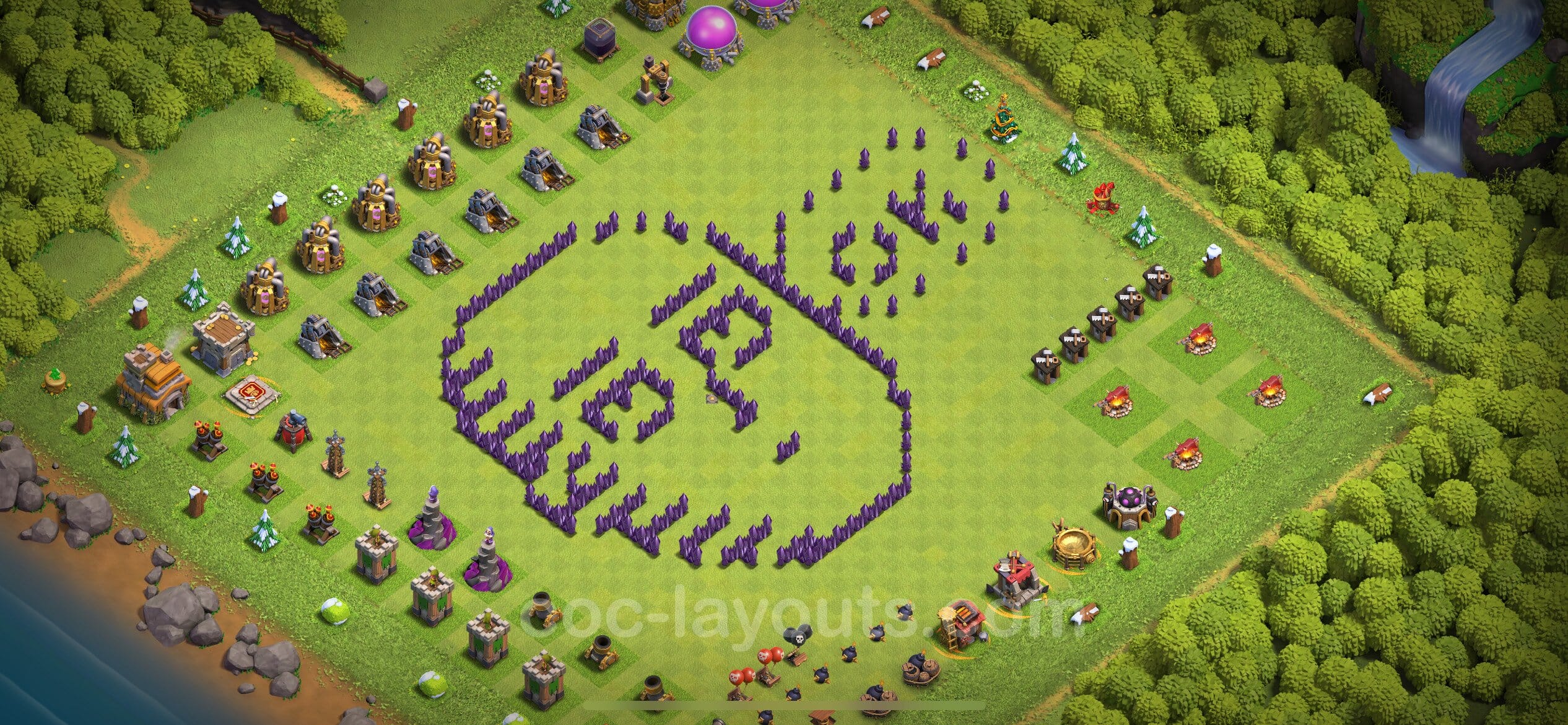 TH7 Trophy Layout 23 -  base layout with copy link for Clash of Clans 2026
