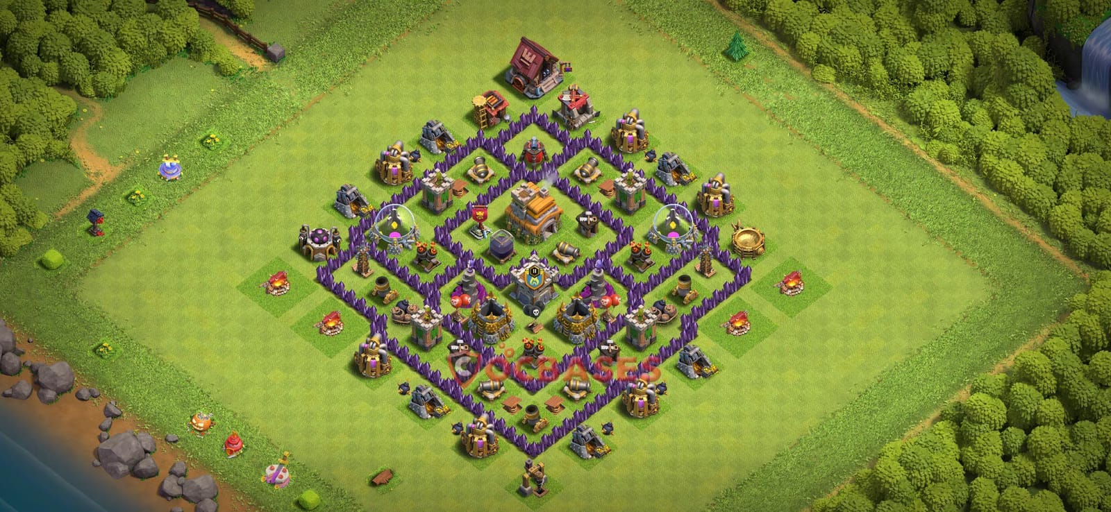 TH7 War Layout 8 -  base layout with copy link for Clash of Clans 2026