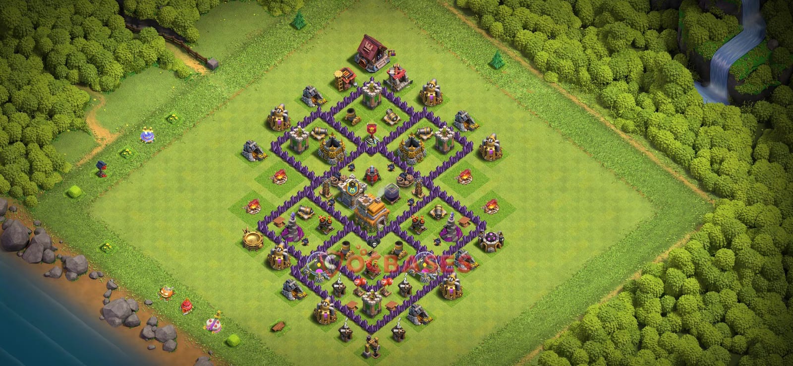 TH7 War Layout 9 -  base layout with copy link for Clash of Clans 2026