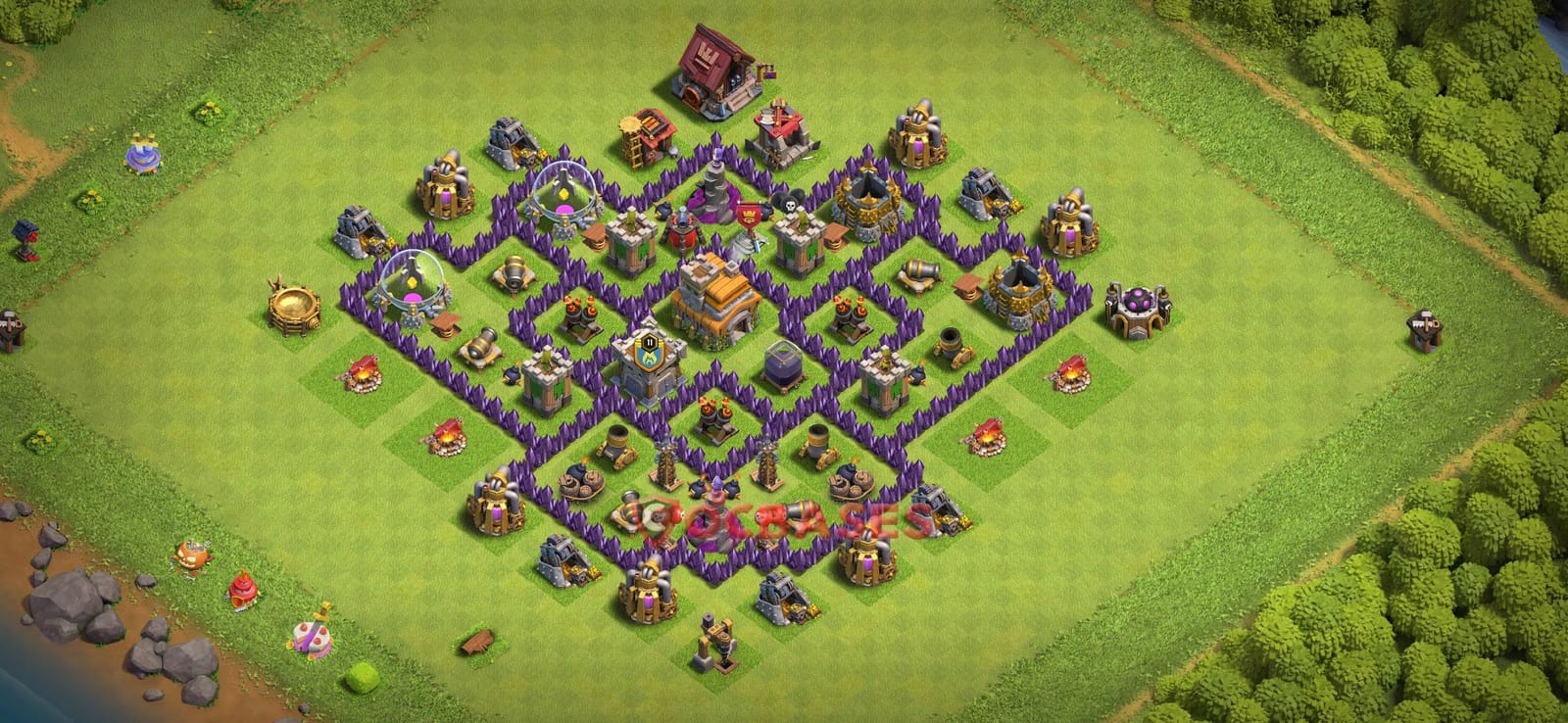 TH7 War Layout 21 -  base layout with copy link for Clash of Clans 2026