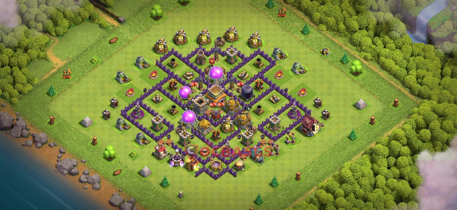 TH8 Anti 3 star Layout 1 - anti valkyrie, anti dragon base layout with copy link for Clash of Clans 2026