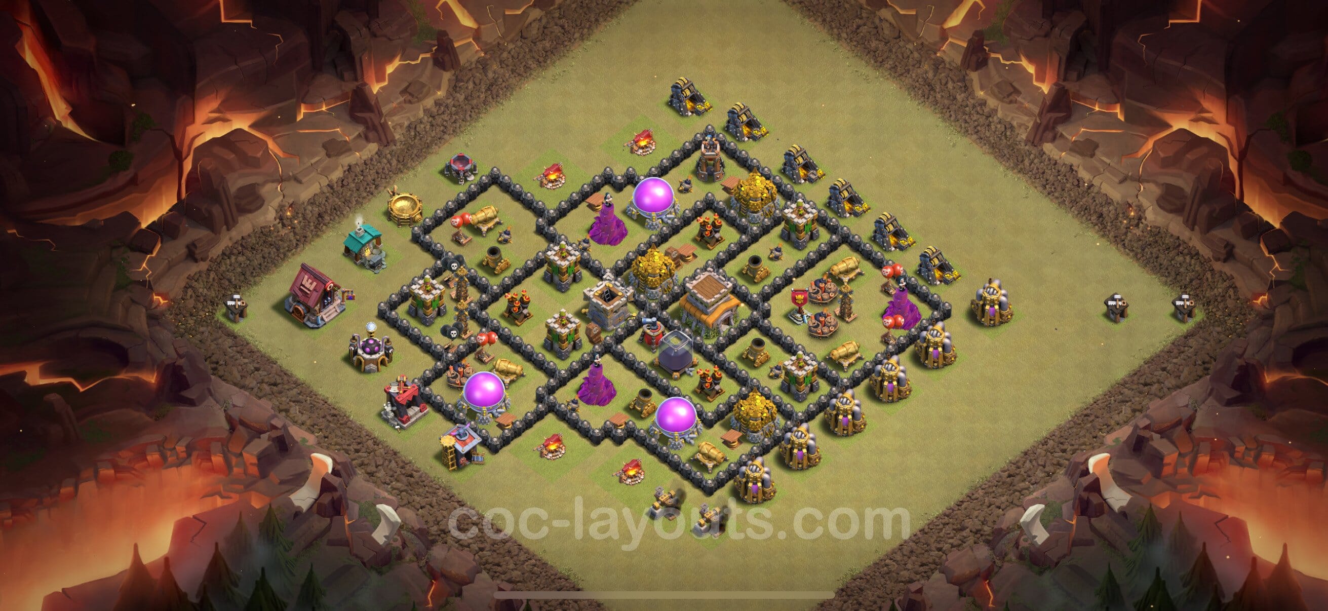 TH8 Fun Layout 34 -  base layout with copy link for Clash of Clans 2026