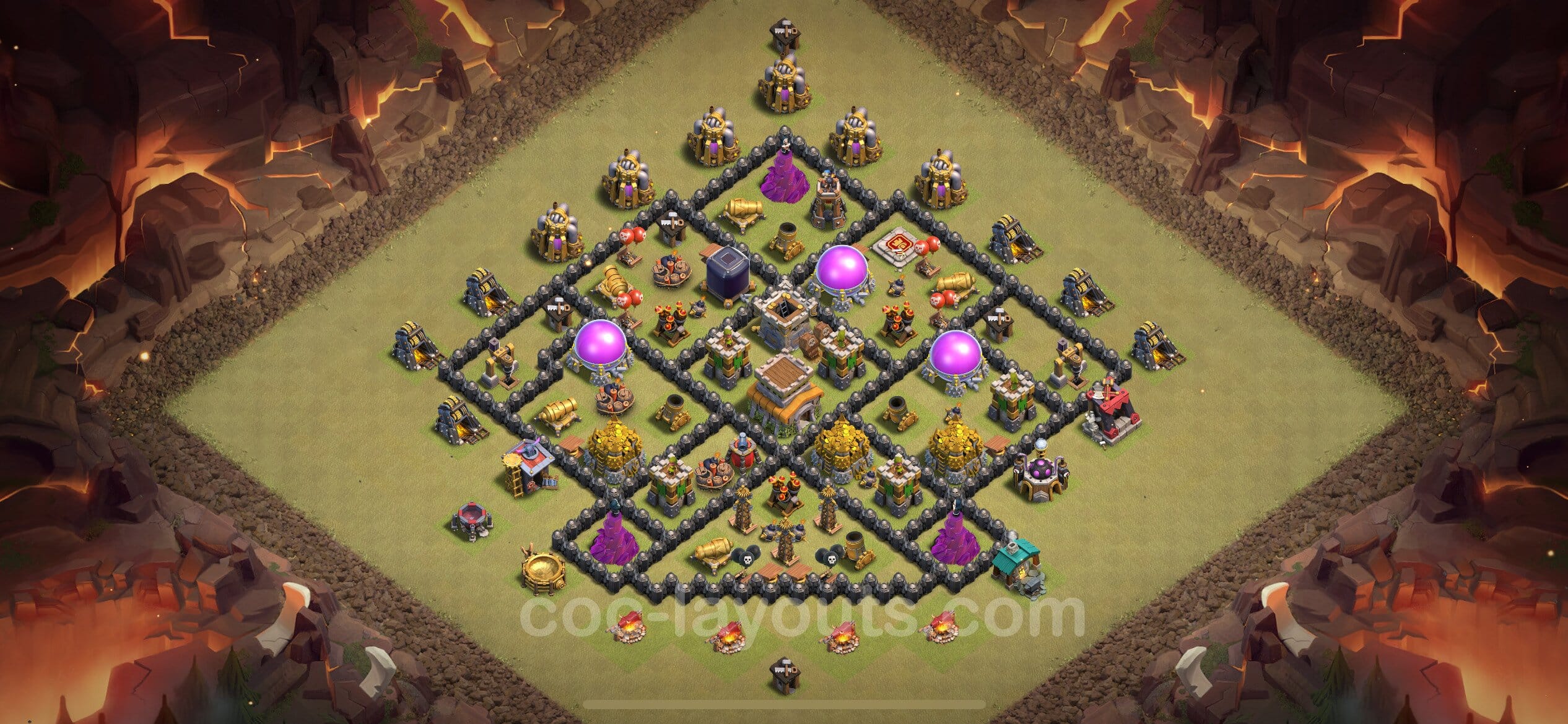 TH8 Trophy Layout 7 -  base layout with copy link for Clash of Clans 2026