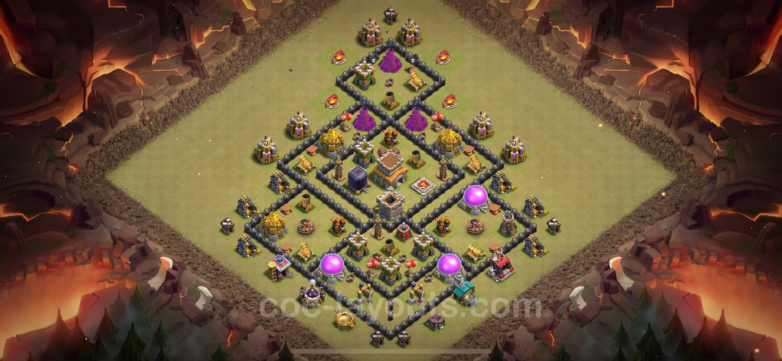TH8 Trophy Layout 24 -  base layout with copy link for Clash of Clans 2026