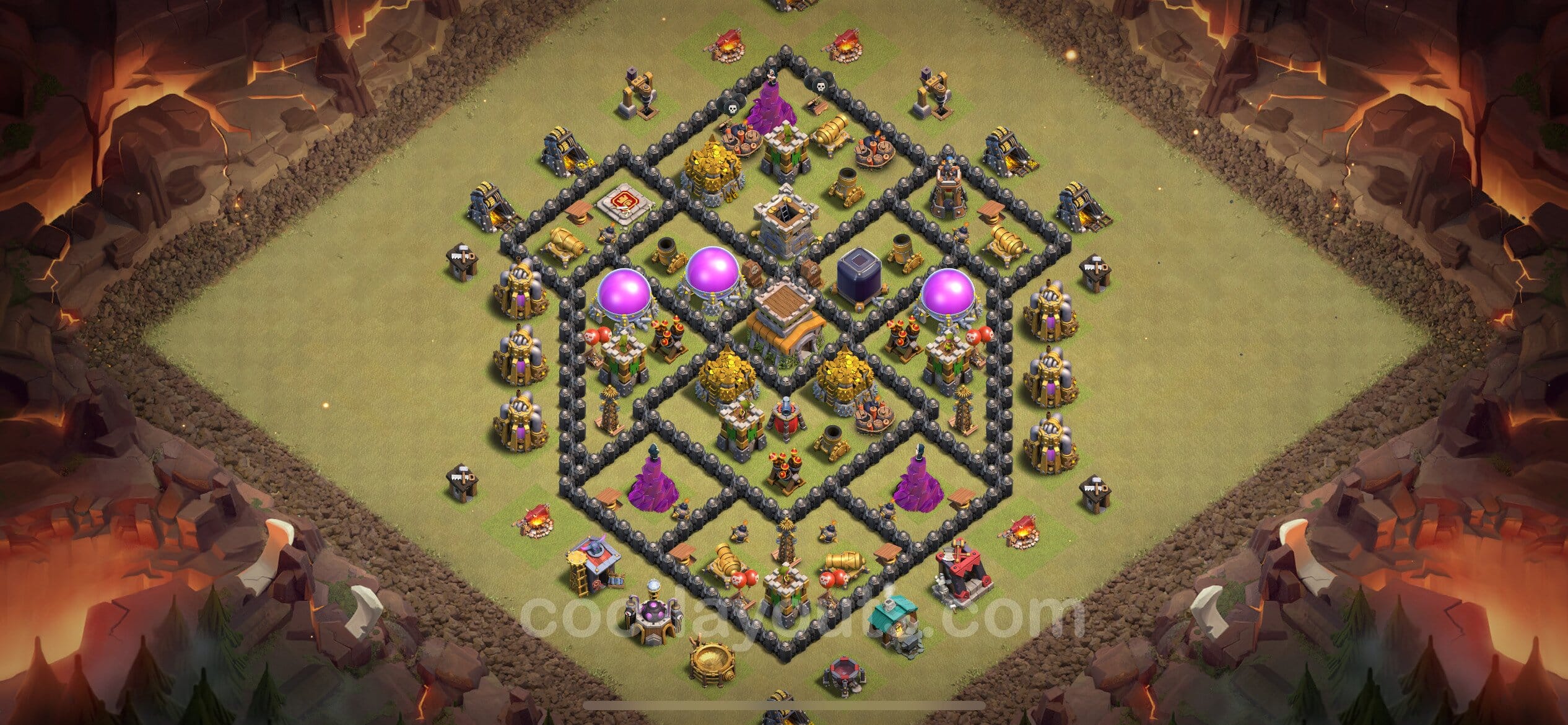 TH8 Trophy Layout 25 -  base layout with copy link for Clash of Clans 2026