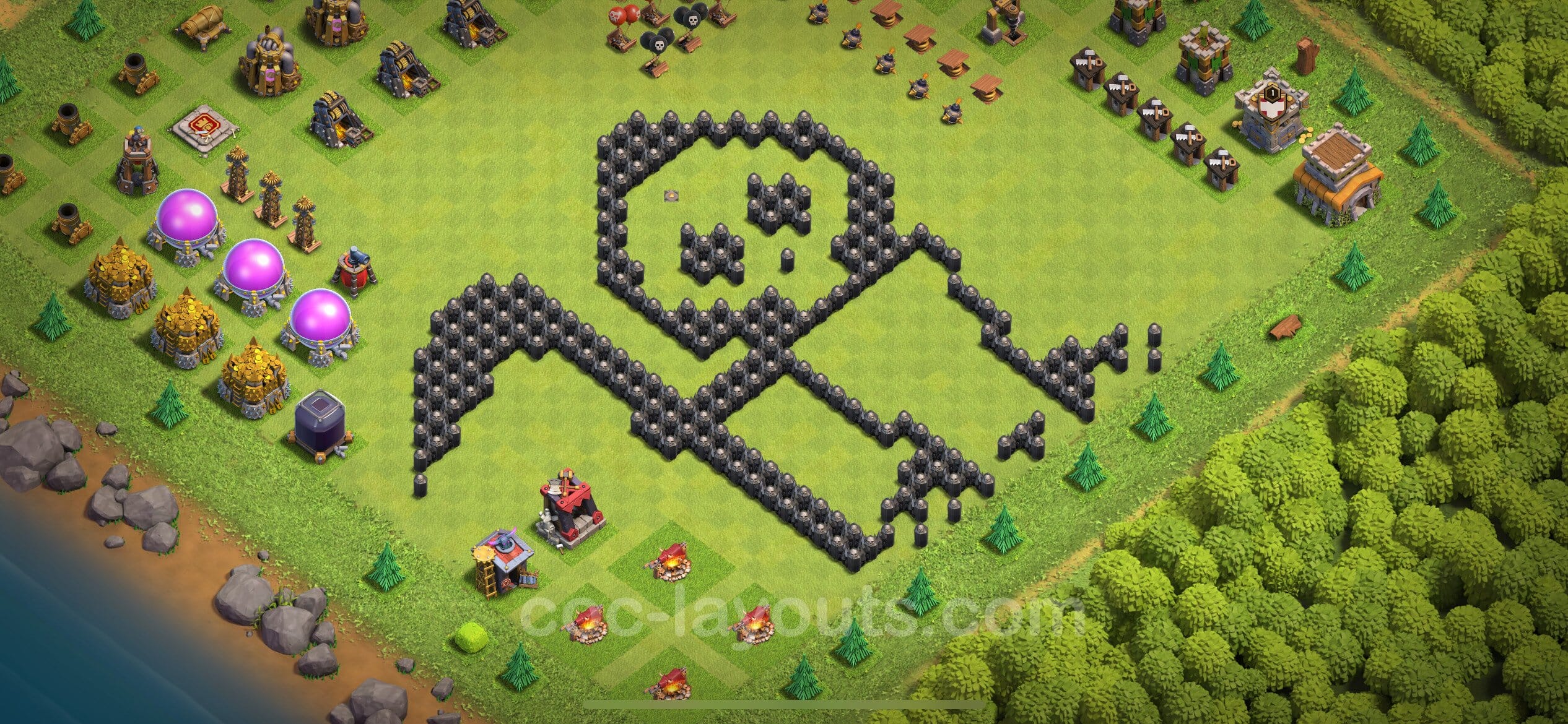 TH8 Trophy Layout 36 -  base layout with copy link for Clash of Clans 2026