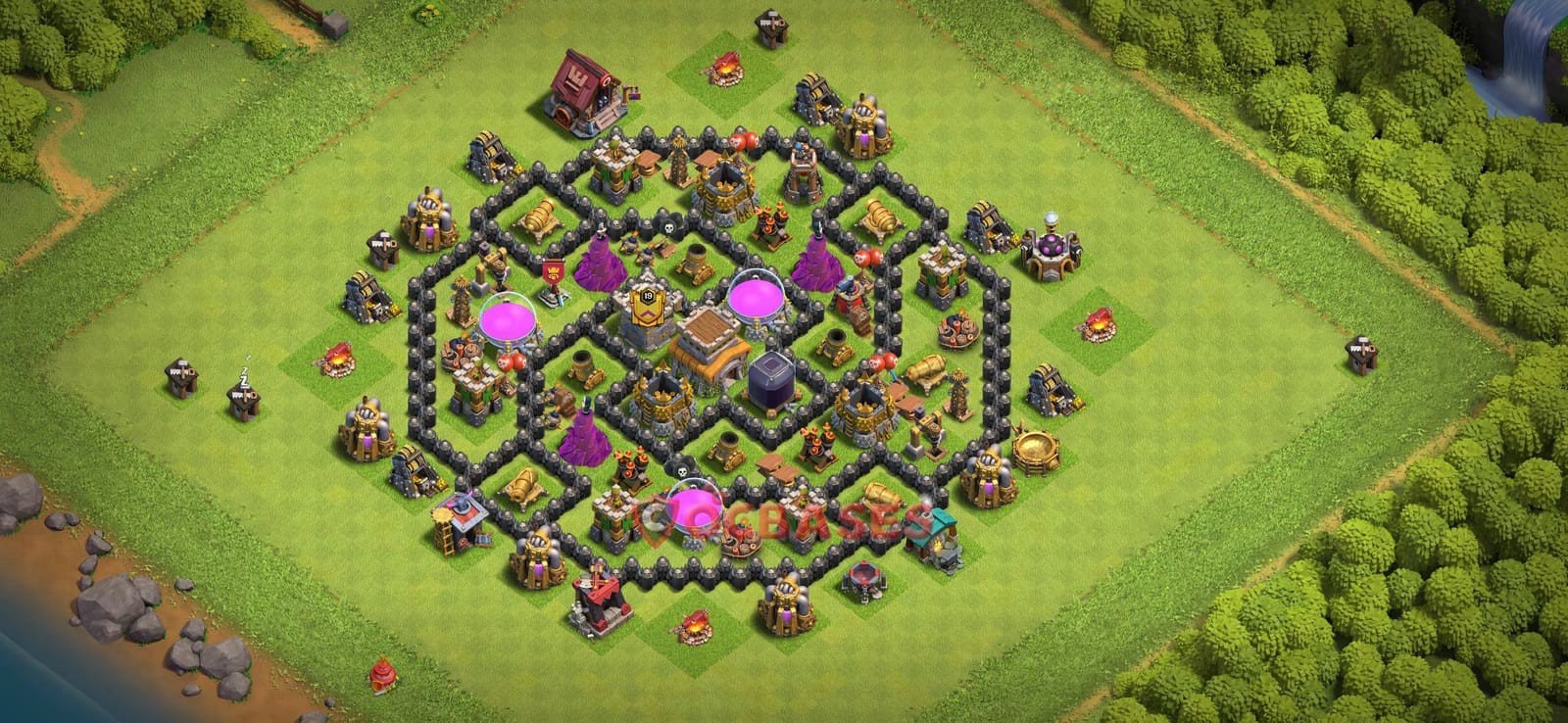 TH8 War Layout 10 -  base layout with copy link for Clash of Clans 2026