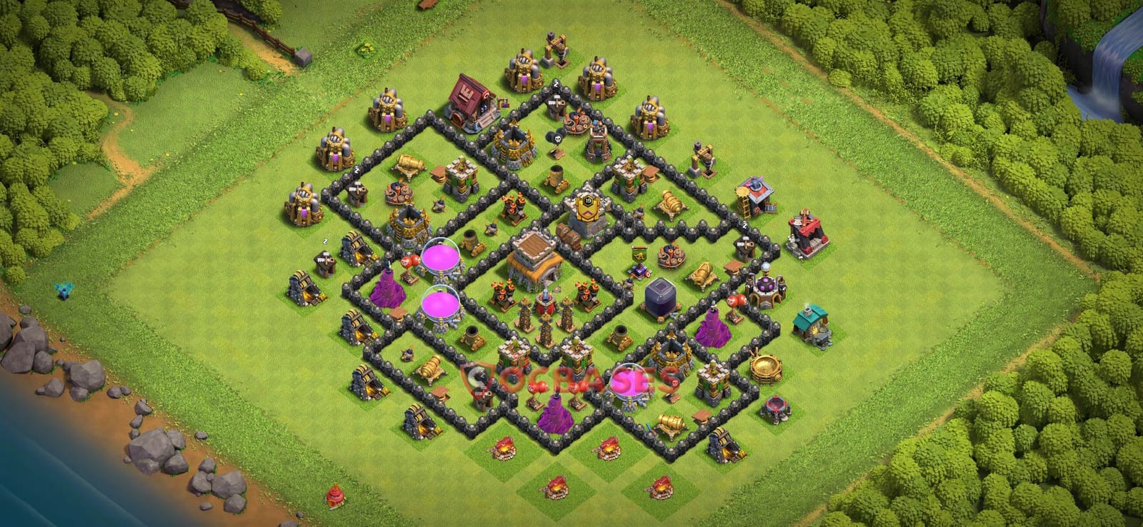 TH8 War Layout 28 -  base layout with copy link for Clash of Clans 2026