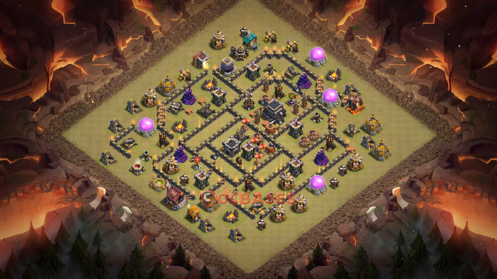 TH9 Anti 3 star Layout 6 - anti 3 stars base layout with copy link for Clash of Clans 2026