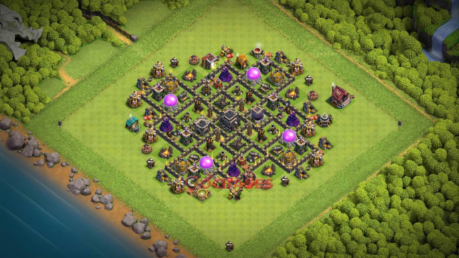 TH9 Anti 3 star Layout 29 - anti 3 stars, anti air base layout with copy link for Clash of Clans 2026