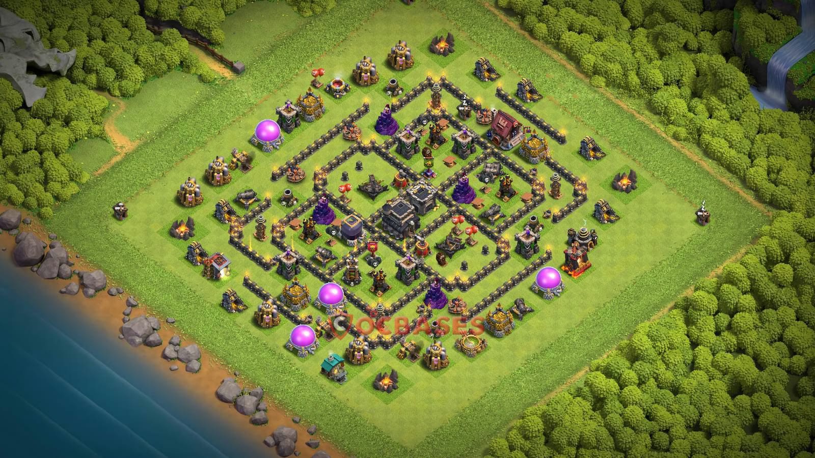 TH9 Anti 3 star Layout 30 - anti 3 stars, anti ground base layout with copy link for Clash of Clans 2026