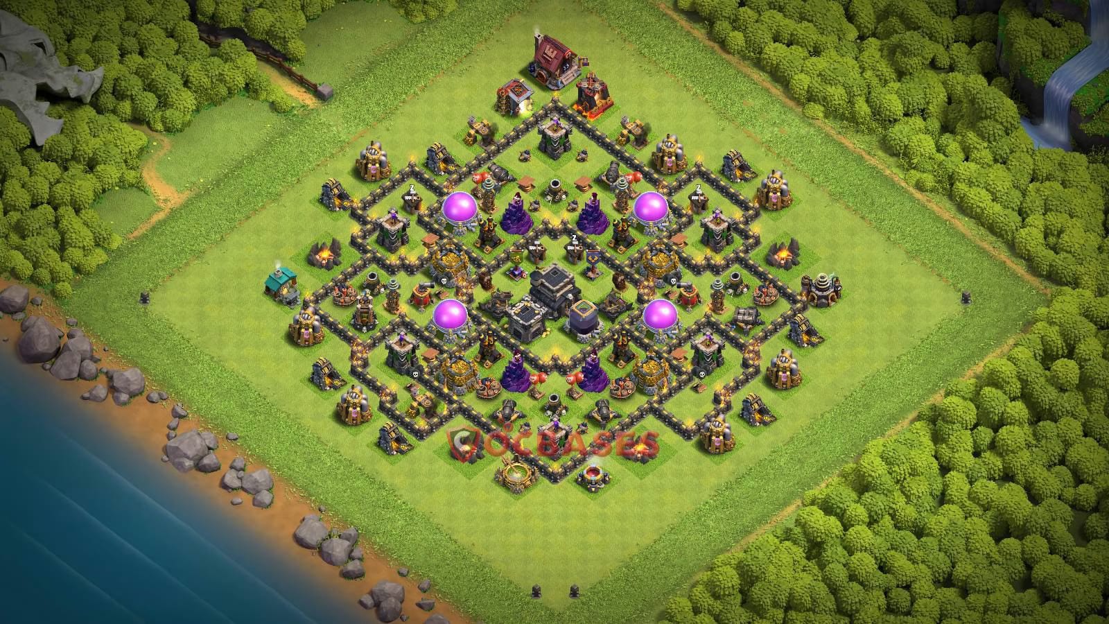 TH9 Anti 3 star Layout 31 - anti 3 stars, anti air base layout with copy link for Clash of Clans 2026