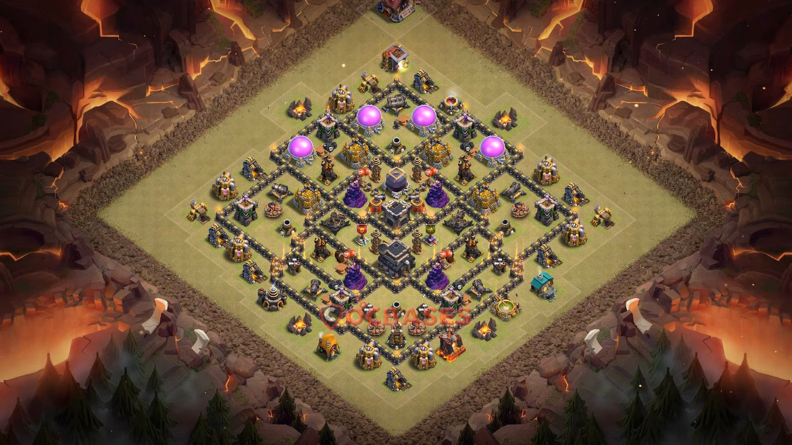 TH9 Anti air Layout 3 - anti air, anti dragon base layout with copy link for Clash of Clans 2026