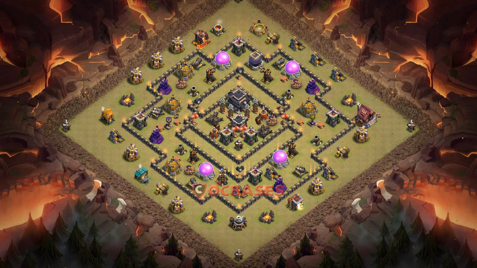 TH9 Anti air Layout 4 - anti air, anti dragon base layout with copy link for Clash of Clans 2026
