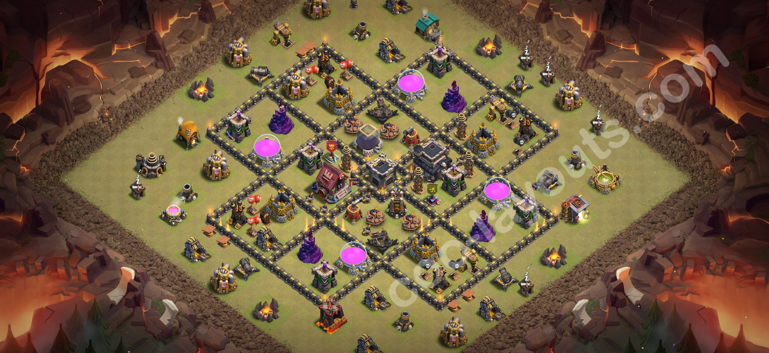 TH9 Trophy Layout 9 -  base layout with copy link for Clash of Clans 2026