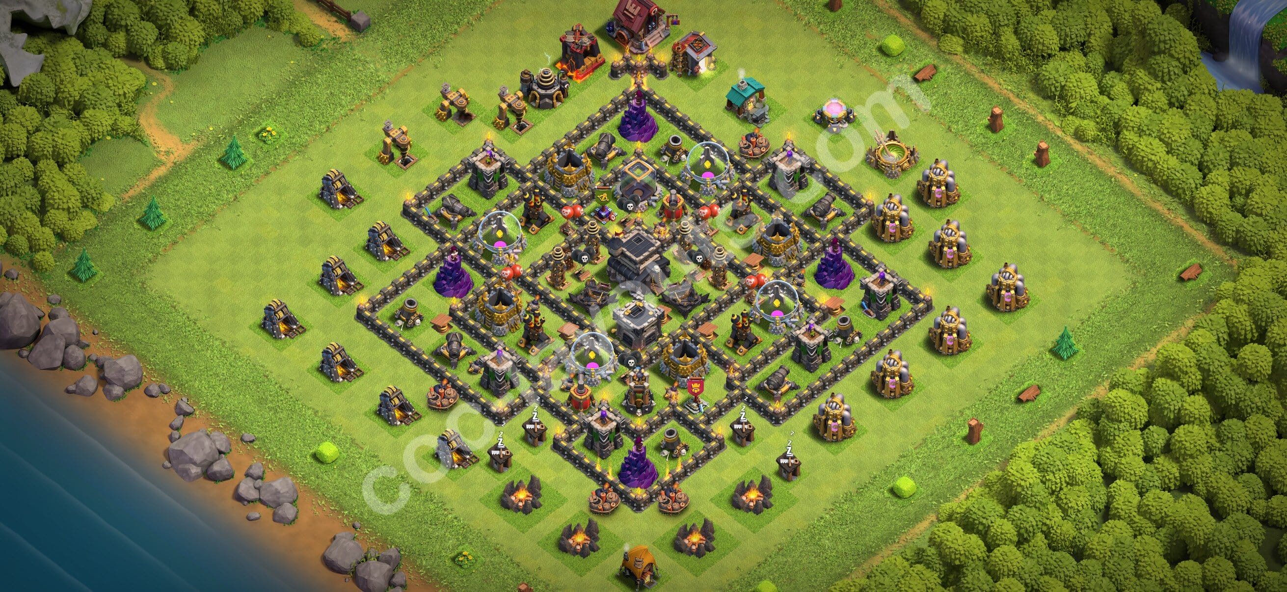 TH9 Trophy Layout 11 -  base layout with copy link for Clash of Clans 2026