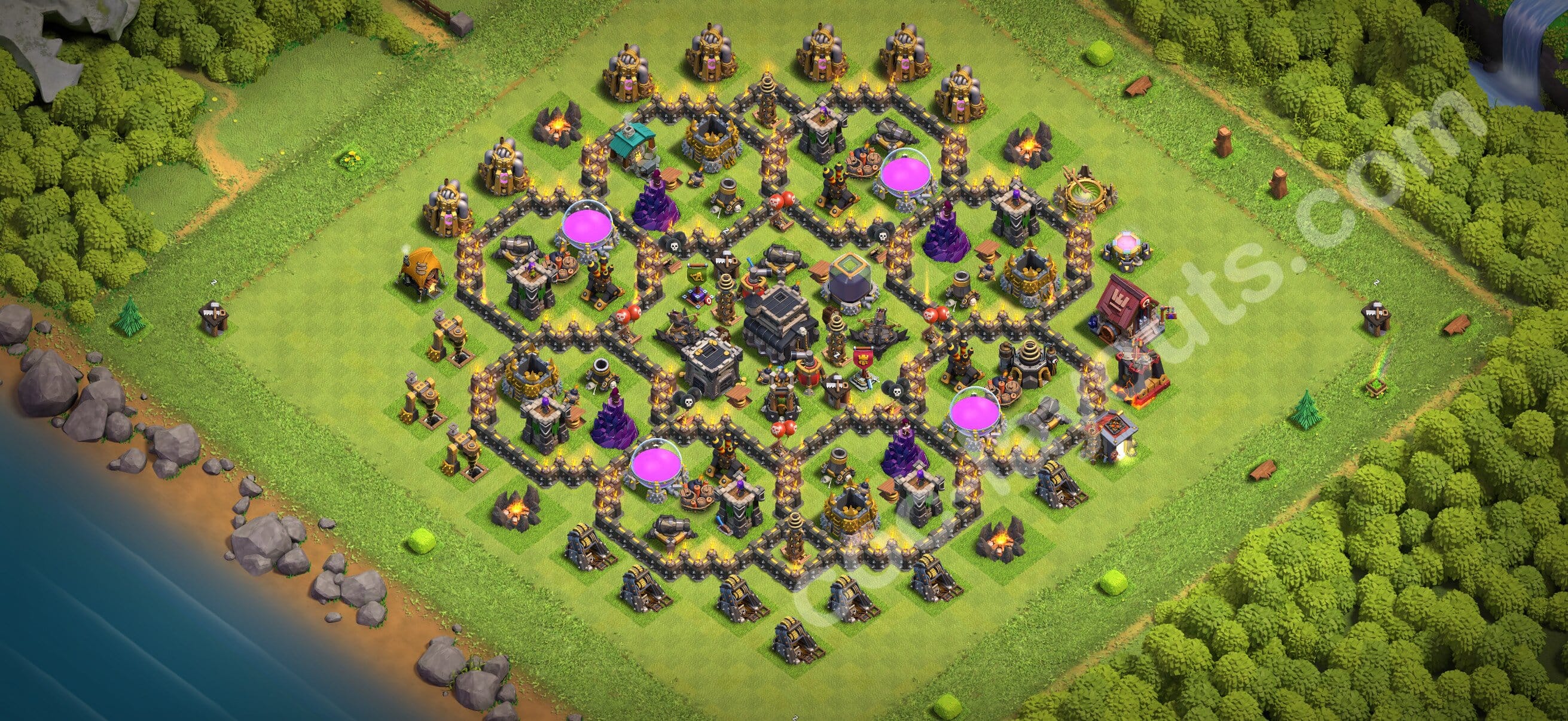 TH9 War Layout 6 -  base layout with copy link for Clash of Clans 2026