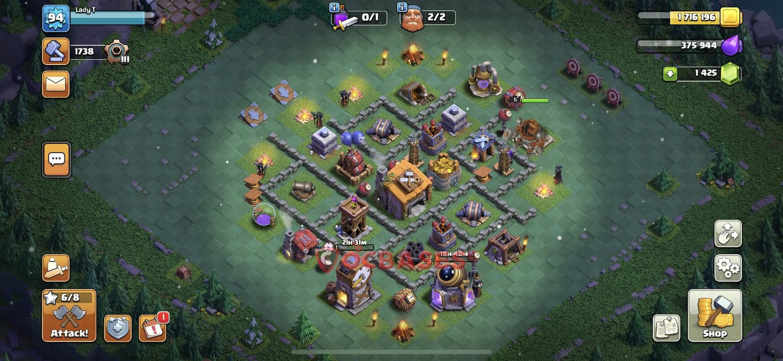 BH6 Anti 3 star Layout 6 - anti 3 stars base layout with copy link for Clash of Clans 2026