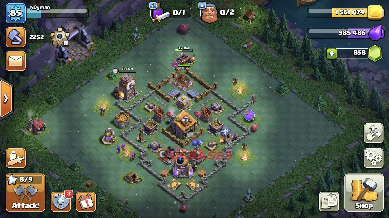 BH6 Anti 3 star Layout 17 - anti witch, anti ground base layout with copy link for Clash of Clans 2026