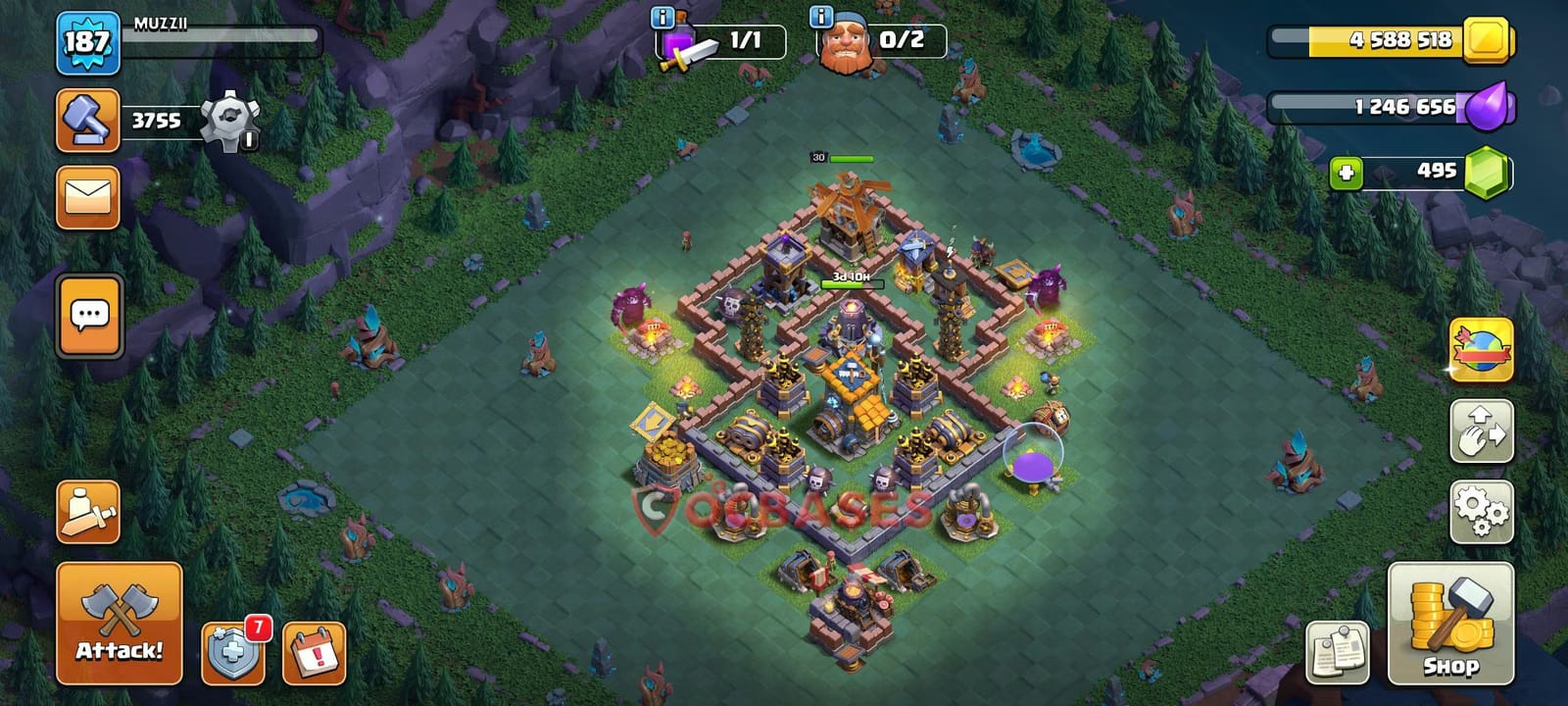 BH9 Anti 3 star Layout 8 - #compact, #anti 3 stars base layout with copy link for Clash of Clans 2026