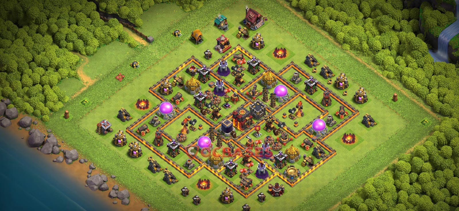 TH10 War Layout 29 - base layout with copy link