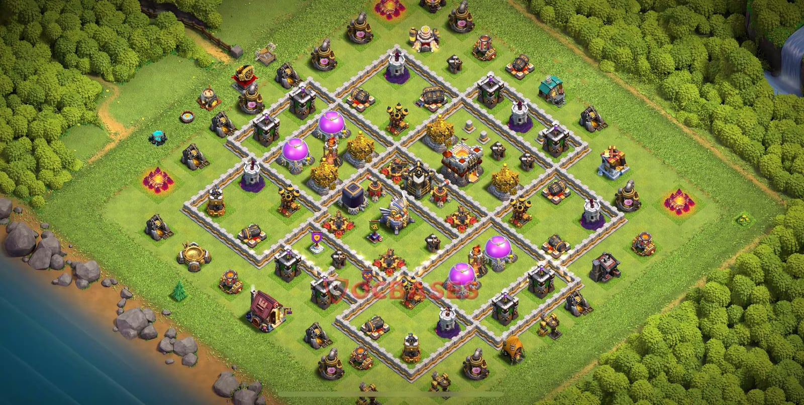 TH11 Hybrid Layout 9 - townhall 11, anti electro dragon base layout with copy link for Clash of Clans 2026