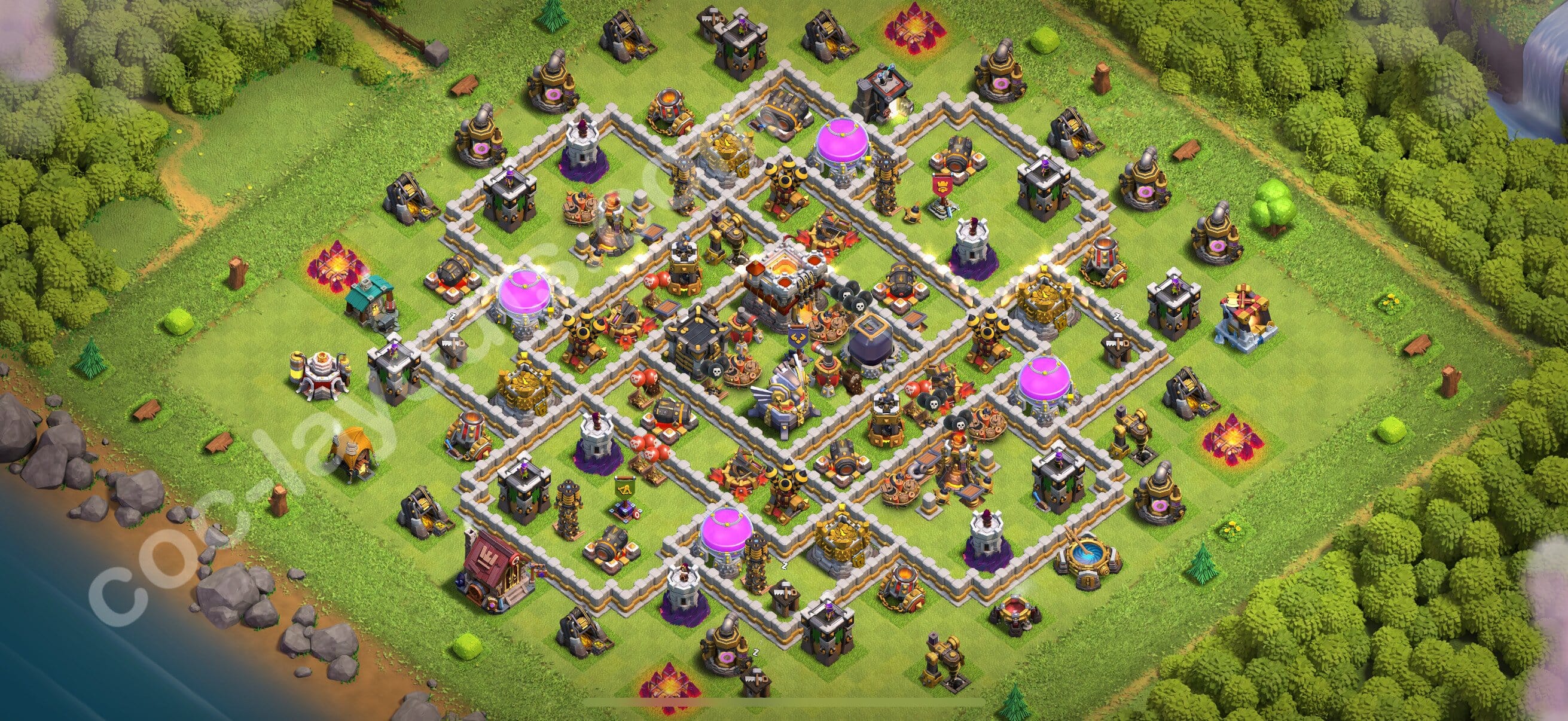 TH11 Trophy Layout 5 - base layout with copy link for Clash of Clans 2026