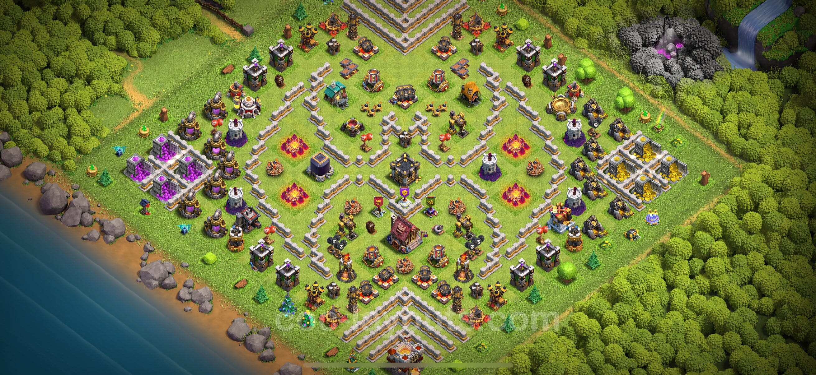 TH11 War Layout 34 - base layout with copy link for Clash of Clans 2026