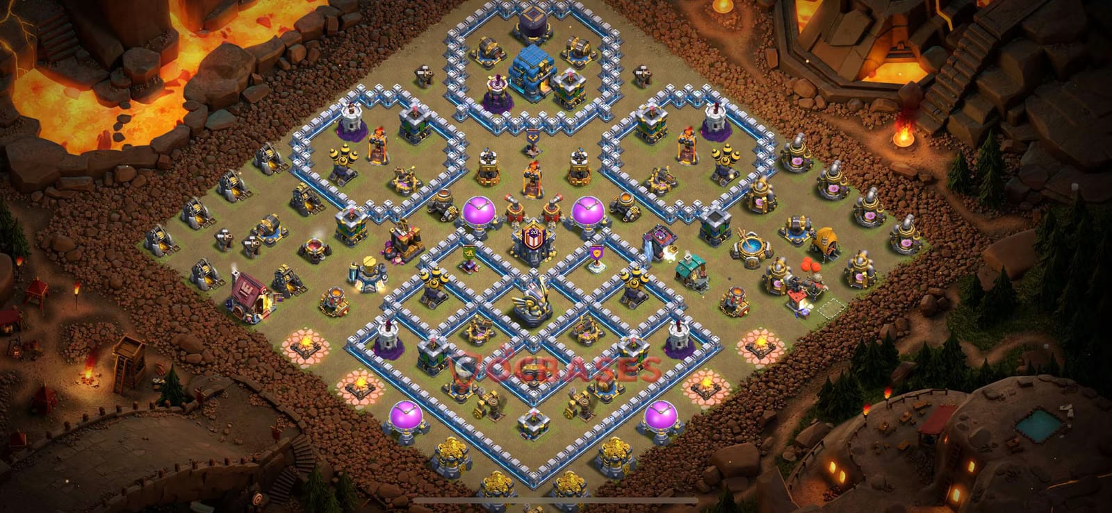 TH12 Anti 3 star Layout 5 - anti 3 stars, anti air base layout with copy link for Clash of Clans 2026