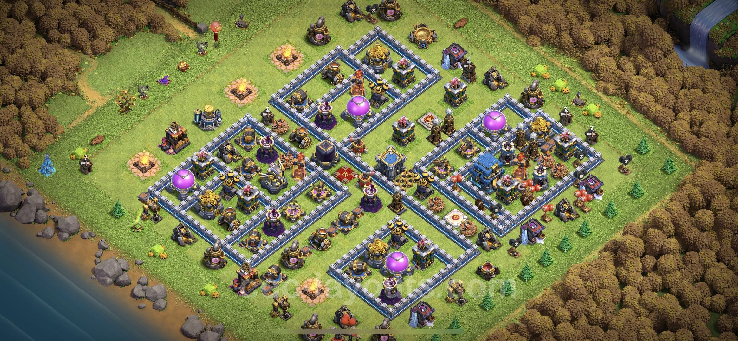 TH12 Trophy Layout 17 - base layout with copy link for Clash of Clans 2026