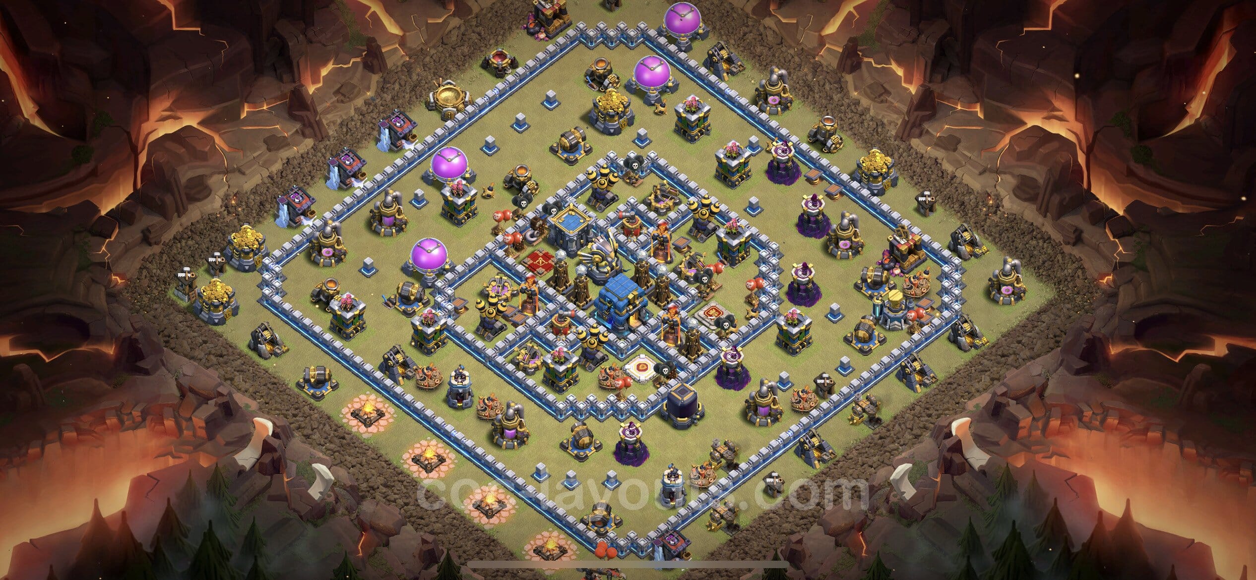 TH12 Trophy Layout 27 - base layout with copy link for Clash of Clans 2026