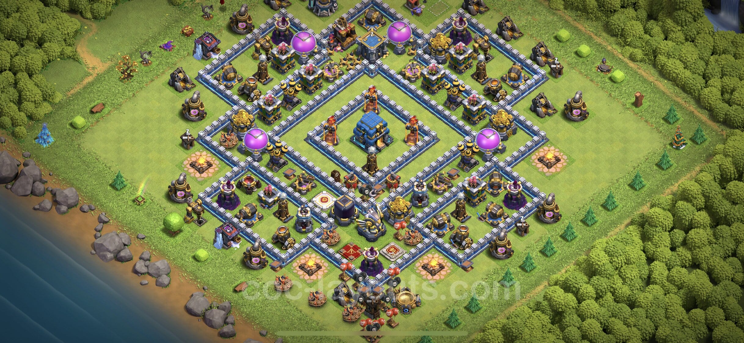 TH12 Trophy Layout 34 - base layout with copy link for Clash of Clans 2026