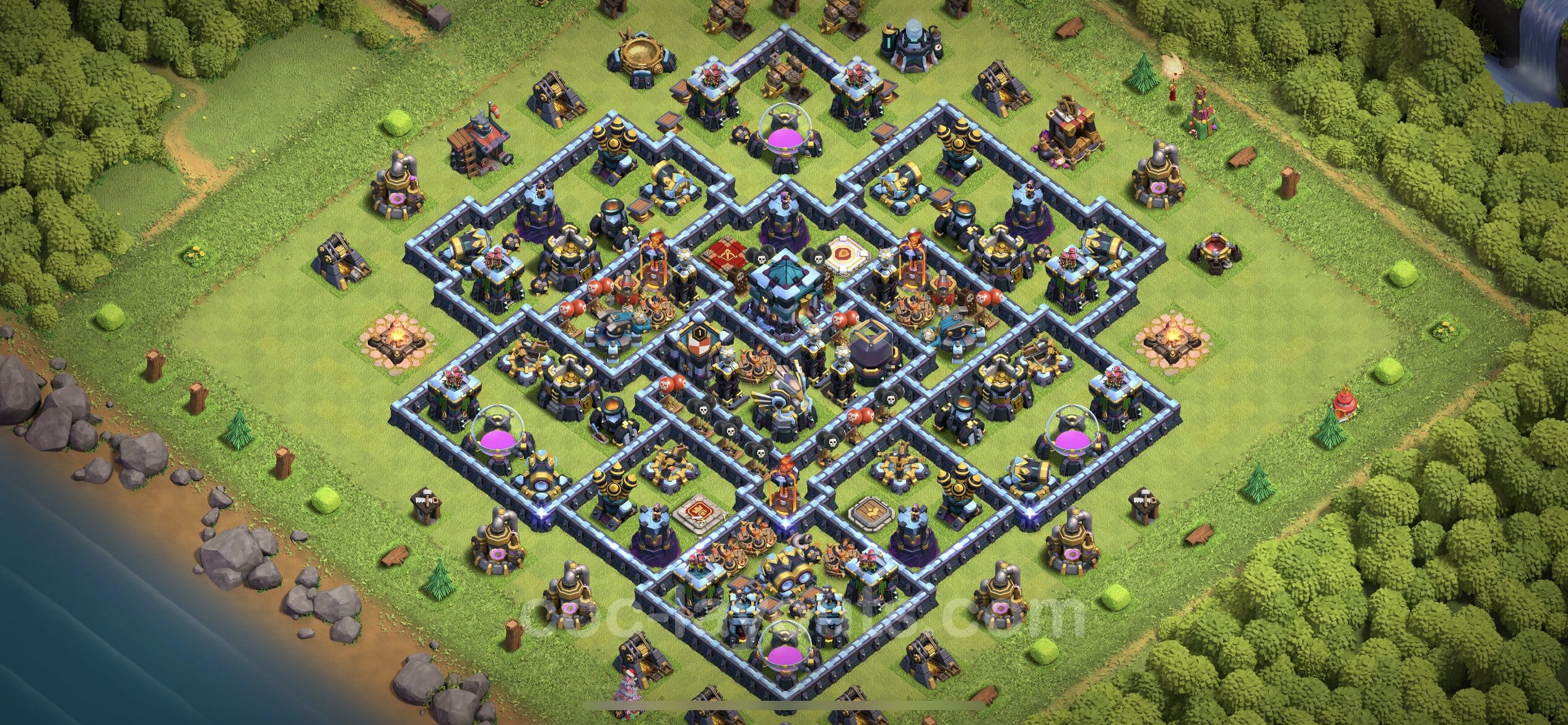TH13 Trophy Layout 7 - base layout with copy link for Clash of Clans 2026