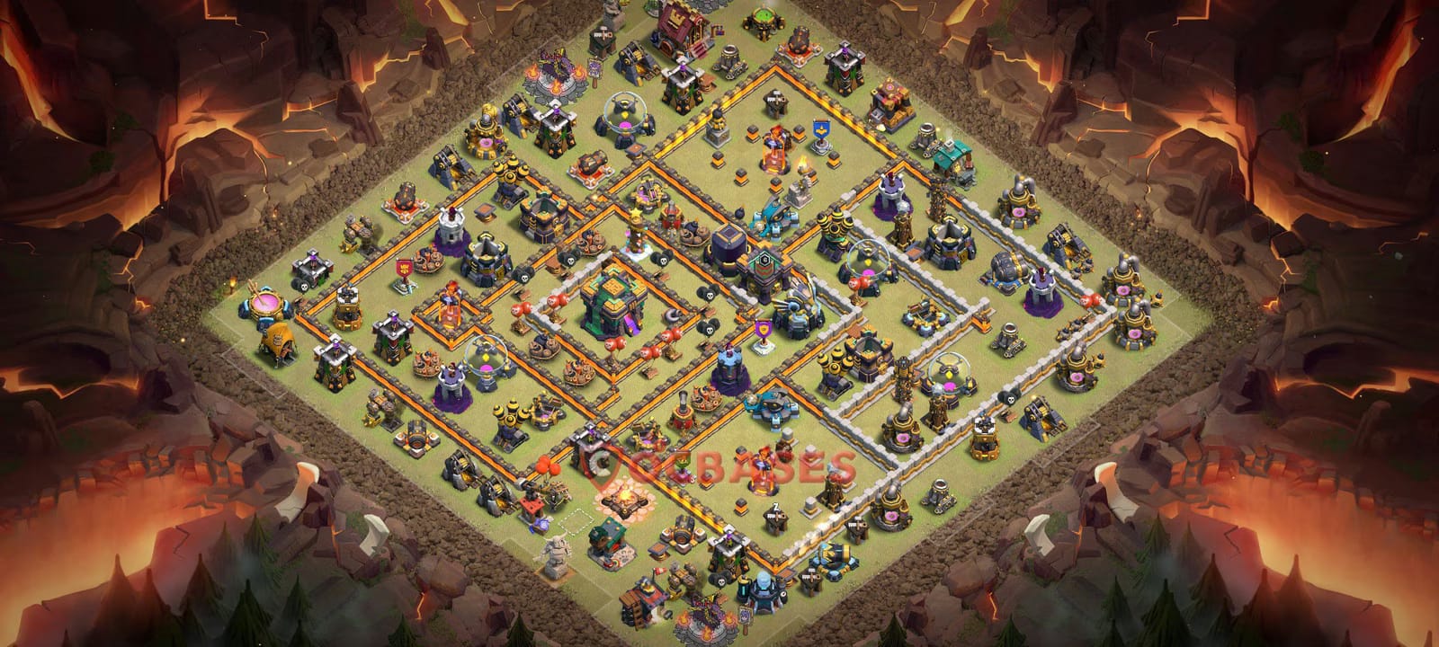 TH14 Anti 2 star Layout 29 - #asymmetric, #anti 2 stars base layout with copy link for Clash of Clans 2026