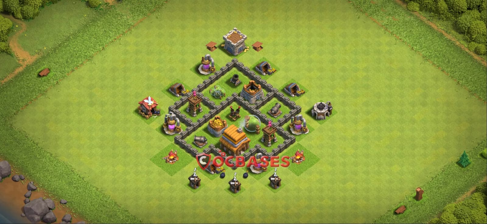 TH4 Anti 3 star Layout 24 - #compact, #anti 3 stars base layout with copy link for Clash of Clans 2026